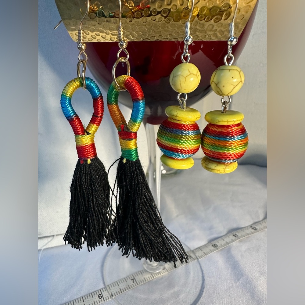 Two pair of ethnic boho vibe earrings